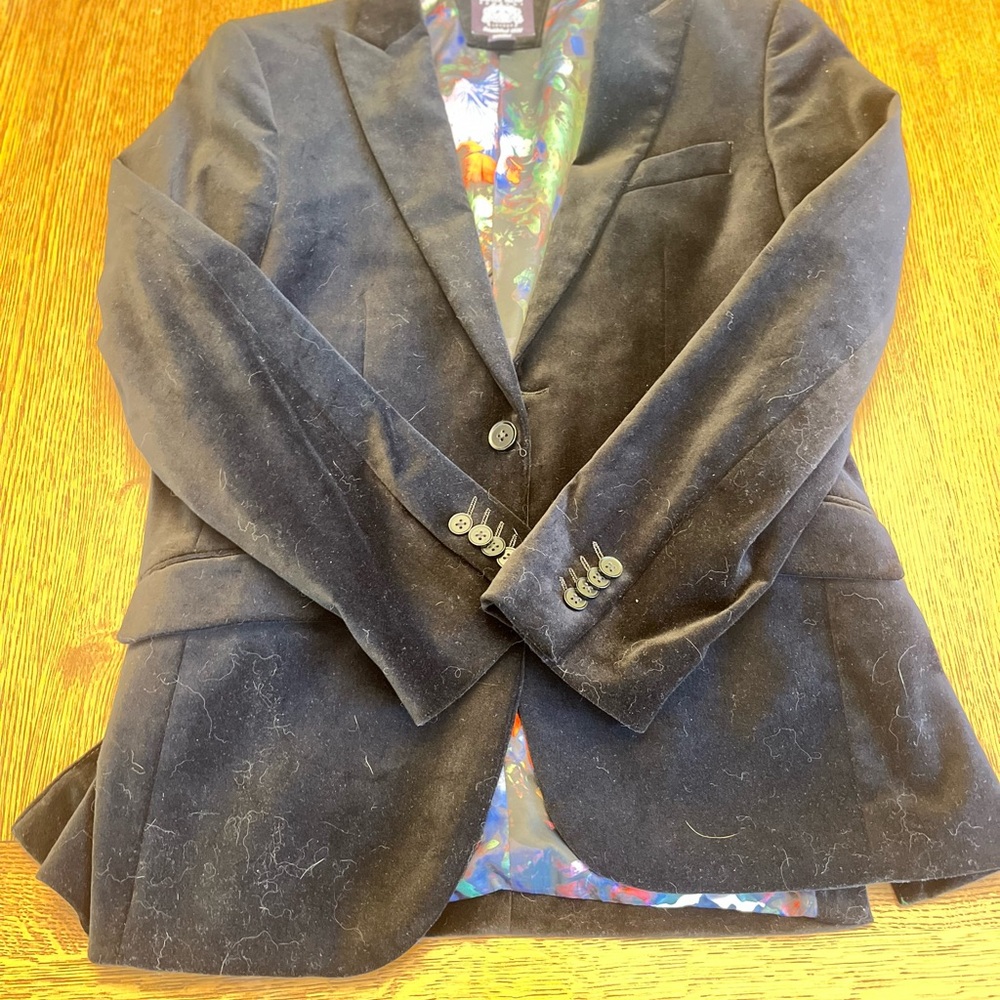 Black Velvet Blazer with Colorful Lining
